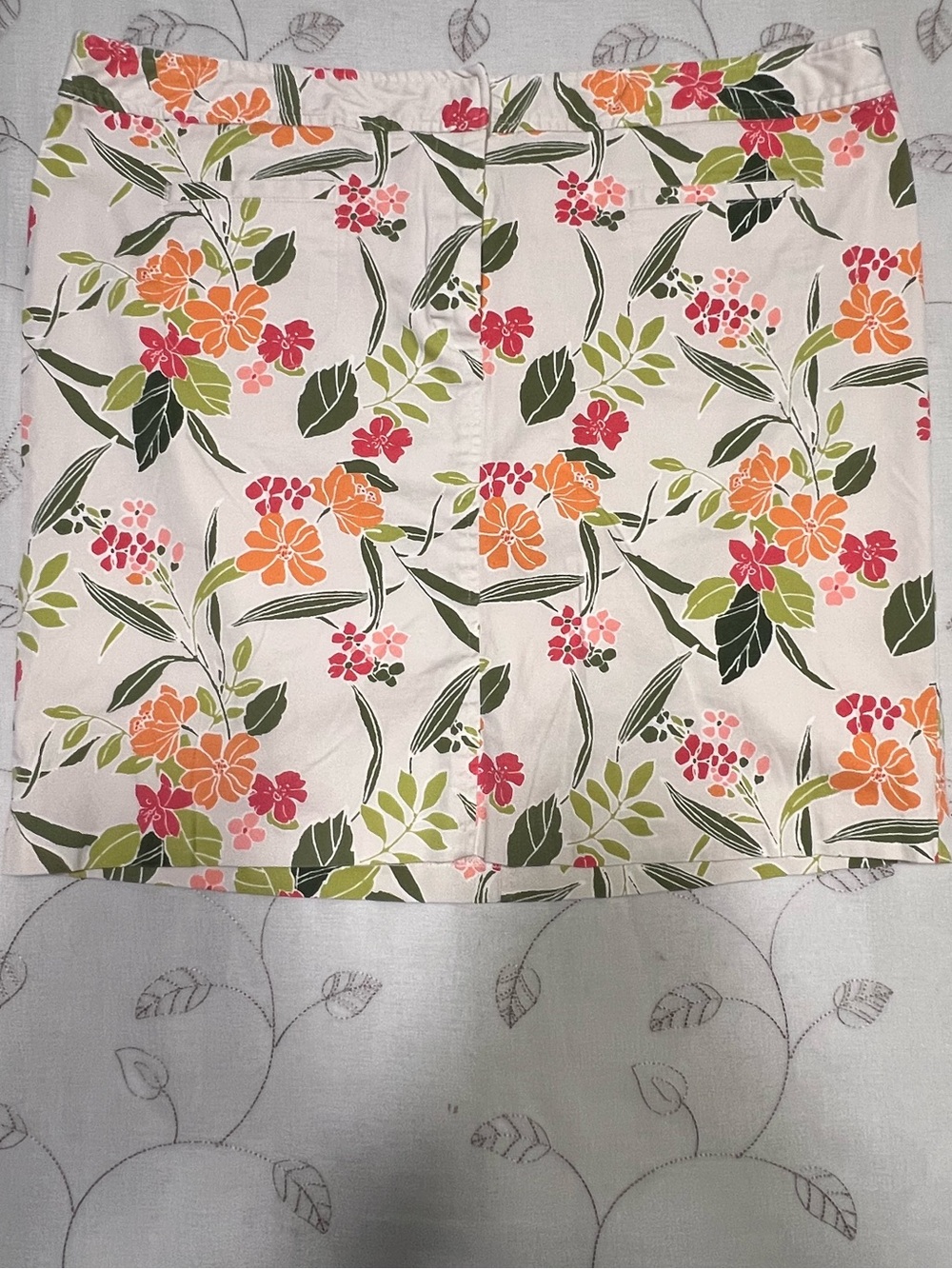 Lane Bryant Cream Floral Skort with Pink & Orange Blooms